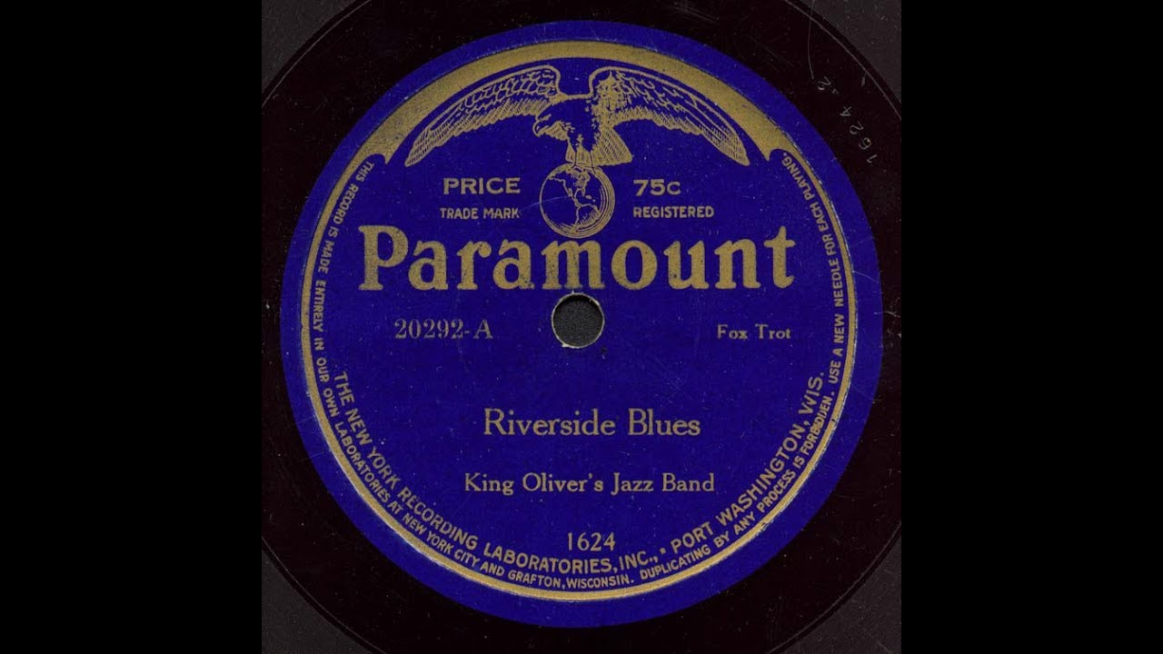 King Oliver's Jazz Band "Riverside Blues" Paramount disc (December 1923) Louis Armstrong