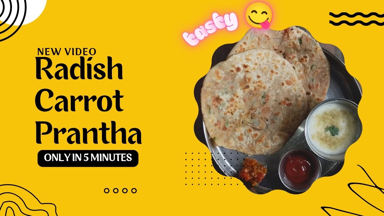 Mooli Gajar mix parantha❤️😋|| only in 5 min 😍||Easy recipe morning breakfast 😉