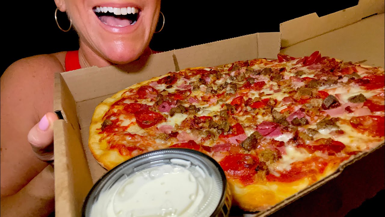 ASMR a Meat Lovers Pizza (eating video)