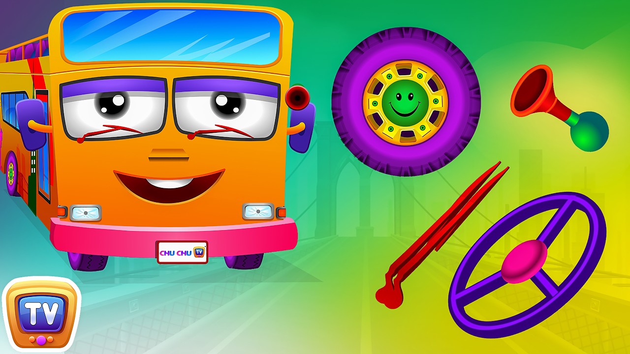 Surprise Eggs Nursery Rhymes | Wheels On The Bus | Learn Colours & Parts of the Bus | ChuChu TV