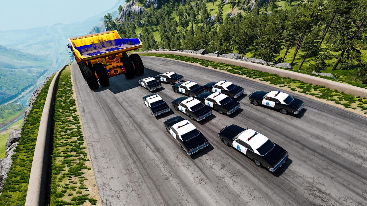 Max Speed Downhill Chase More Cops Every Level | Beamng drive #2