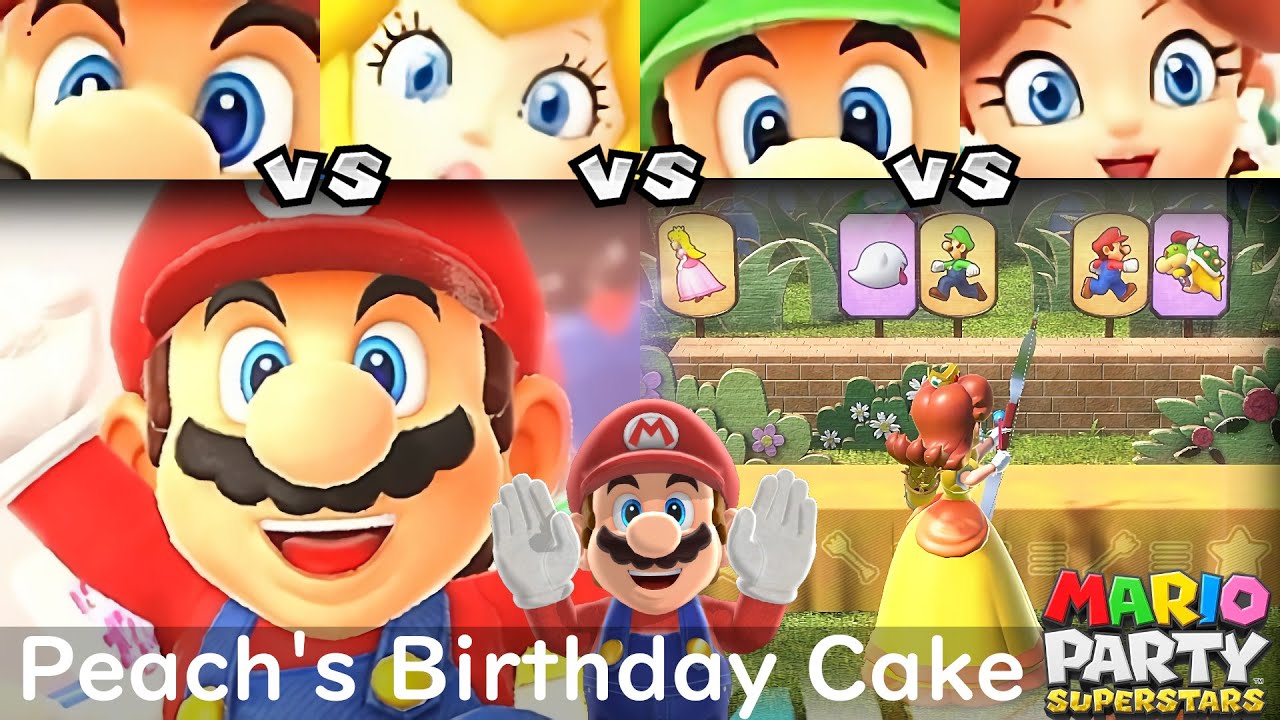 Mario Party Superstars Mario vs Peach vs Luigi vs Daisy in Peach's Birthday Cake