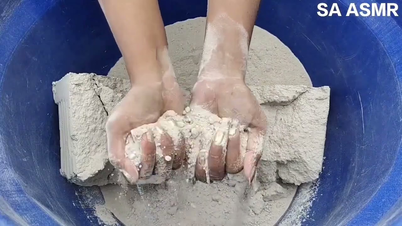 Asmr| reuse pure white cement crumbling dry and water 💦💦 SA ASMR