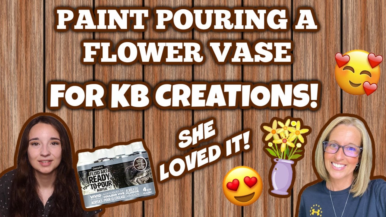 MAKING A FLOWER VASE FOR THE CRAFT ROOM!? (Paint Pouring a Flower Vase for KB Creations!)