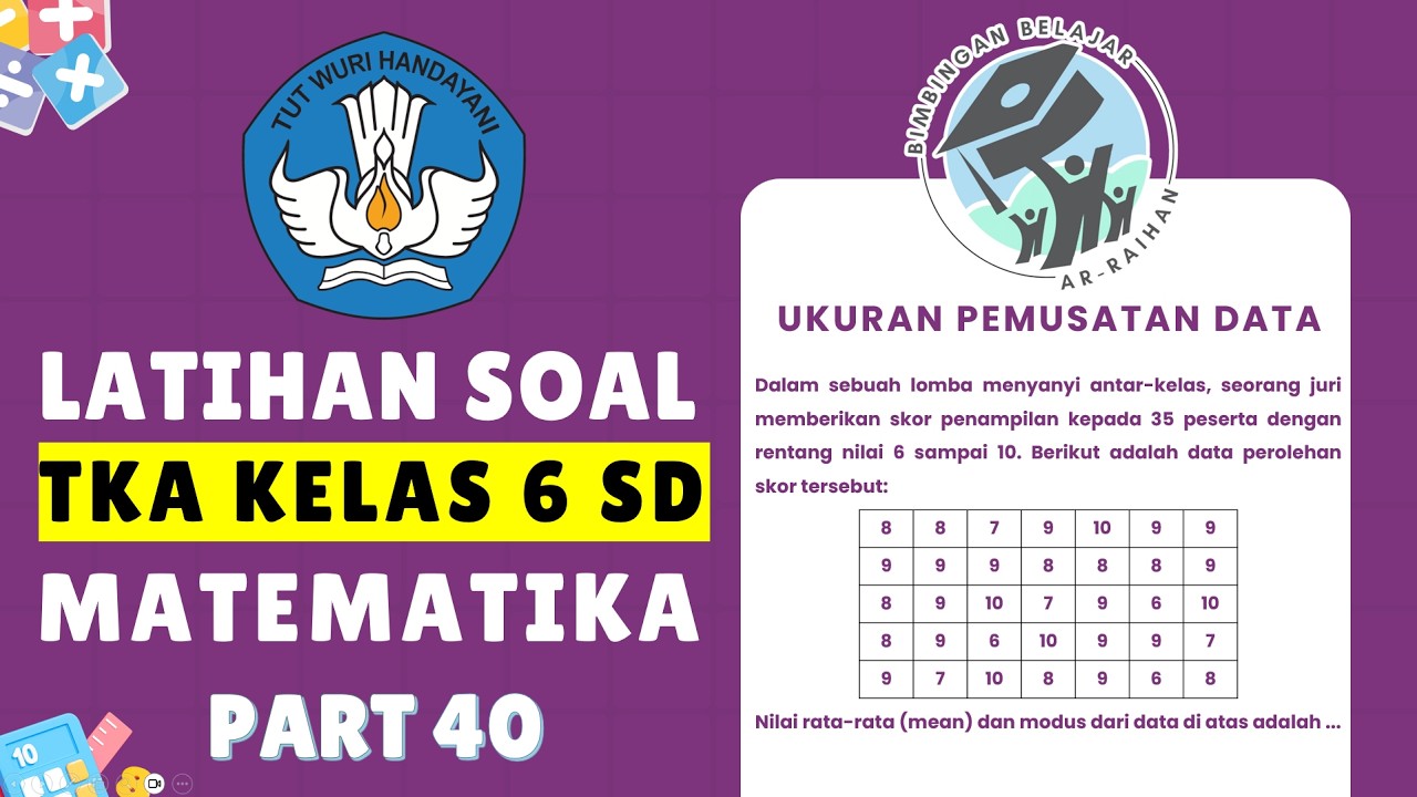 PART 40 LATIHAN SOAL TKA MATEMATIKA SD 2026 (UKURAN PEMUSATAN DATA) | PREDIKSI TKA SD 2026 #TKA