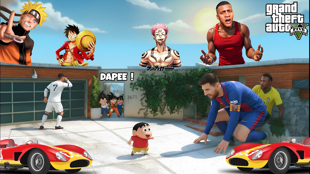 Franklin & Shinchan Invite Messi, Ronaldo & Neymar to Play Dapee 😆⚽