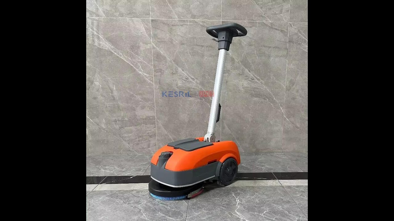 TC11-K3 portable mini floor scrubber. 180 degree rotating brush plate and squeegee.