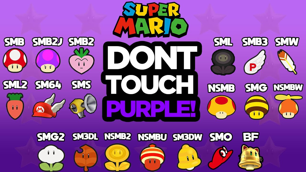 EVERY MARIO GAME: Don't Touch the Color Purple Challenge!