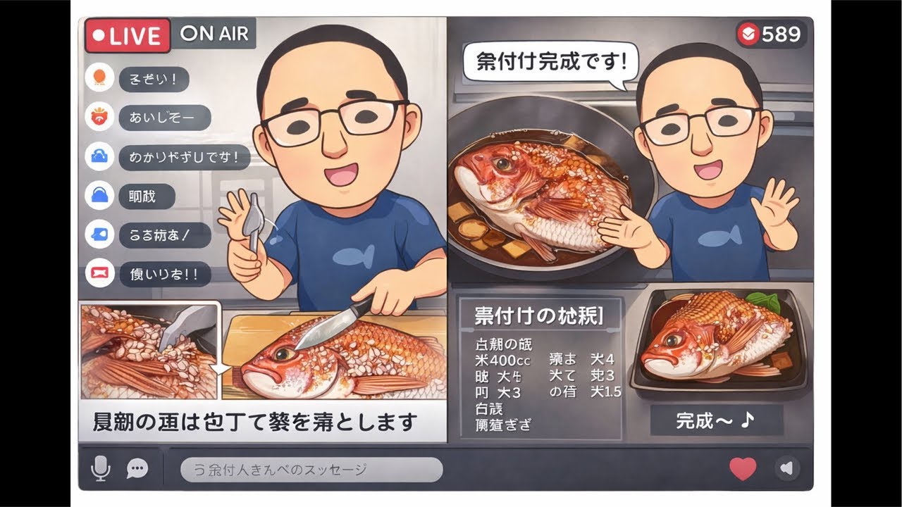 【リクエスト企画】真鯛の頭の鱗の取り方＆煮付けの作り方・その他、魚捌きなど行う予定