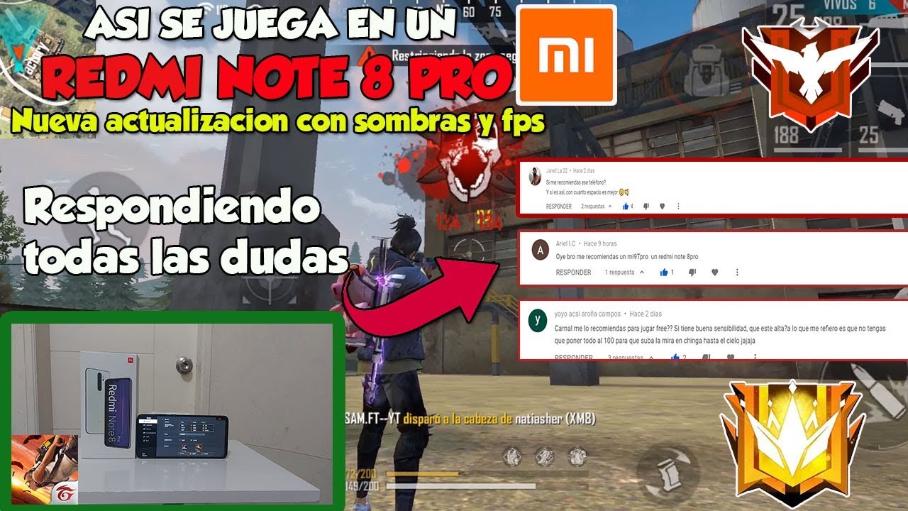 REDMI NOTE 8 PRO PARTIDA COMPLETA EN FREE FIRE SOMBRAS Y FPS RESPONDIENDO TODAS LAS DUDAS