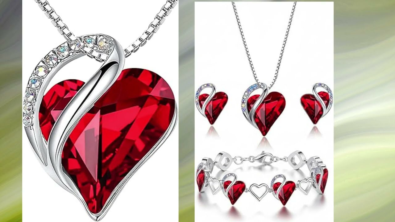 Leafael Valentine's Day Gift Necklaces for Women, Infinity Love Birthstone Heart Crystal Pendant