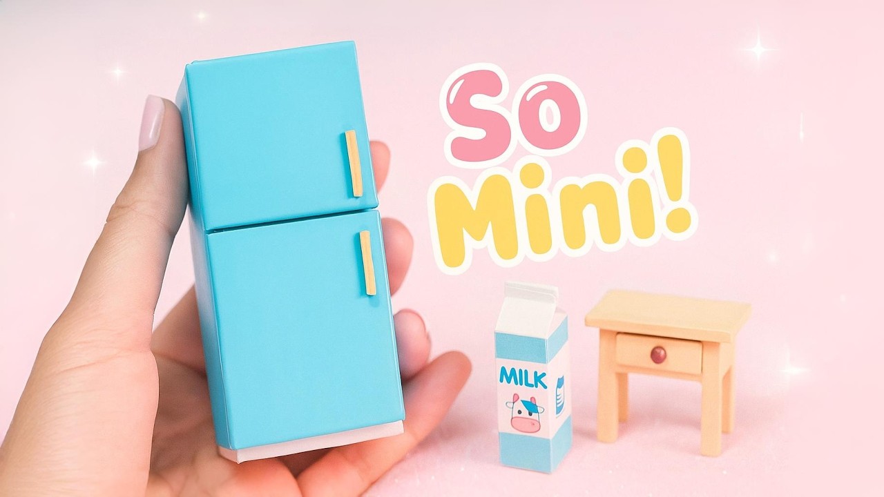 Easy DIY Cardboard Mini Fridge for Dollhouse | Step-by-step tutorial | Easy Cardboard DIY