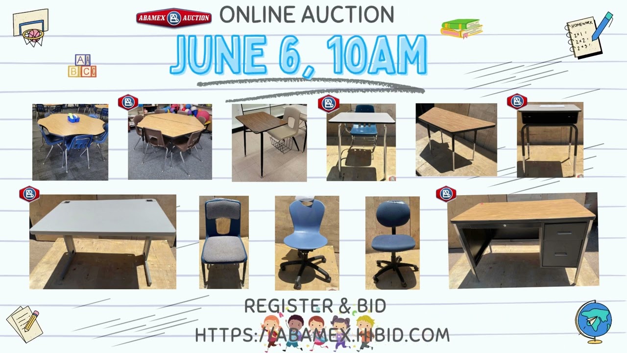 June 6, 10am Online Auction abamex.hibid.com 