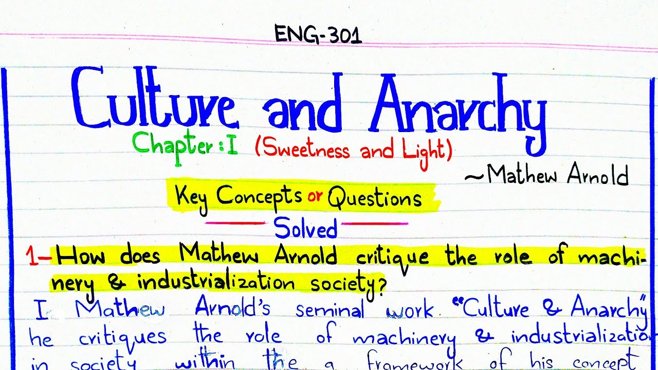 Culture and Anarchy || chptr: 1 || Sweetness & Light 