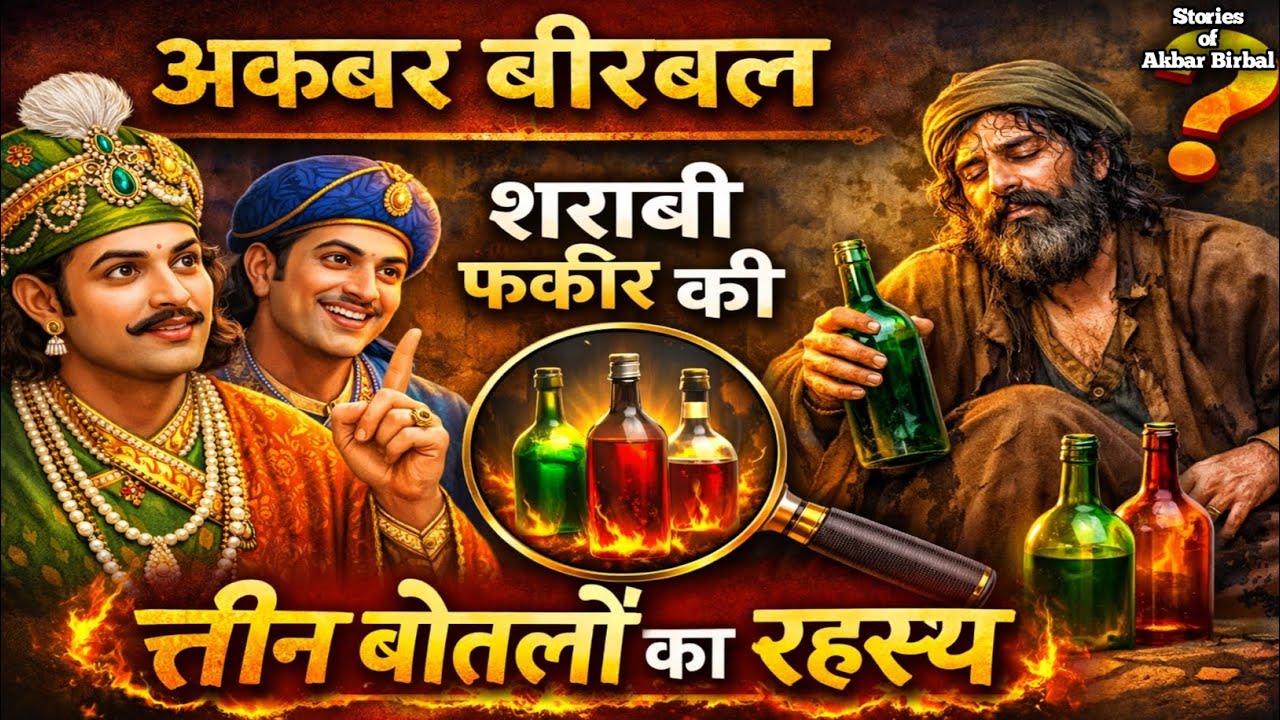 एक शराबी फकीर की तीन बोतलों का रहस्य | अकबर बीरबल कि कहानी | Akbar Birbal ki kahani & moral Stories