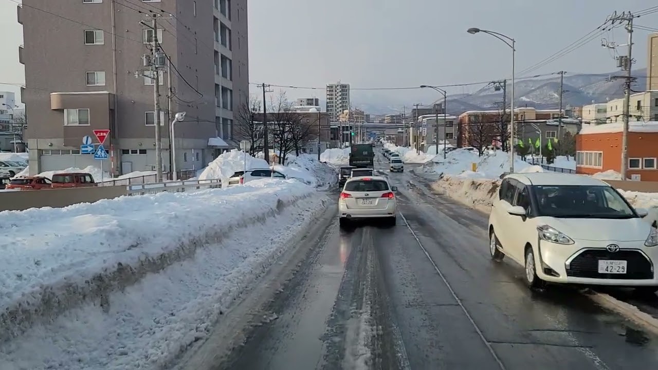 2026年2月21日朝　札幌市西区発寒13条4丁目～西野屯田通～北5条手稲通交差点　ドライブ