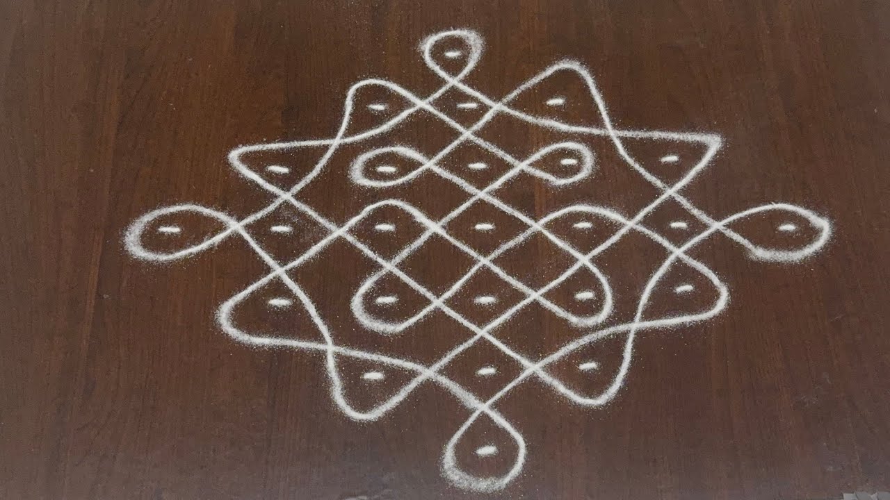 | Simple Daily Rangoli | 7*1 Dots Melikala Muggulu | perfect rangoli |