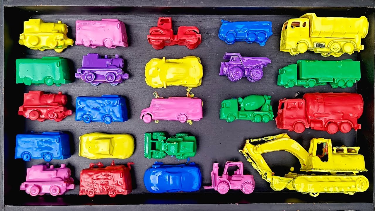 Membersihkan Mainan Mobil Mobilan, Excavator, McQueen, Tayo, Kereta api, Pemadam Kebakaran, Salender