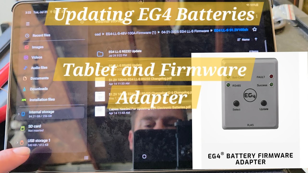 Updating EG4 LLS battery start to finish with Firmware Adapter and a Tablet.   So Easy.