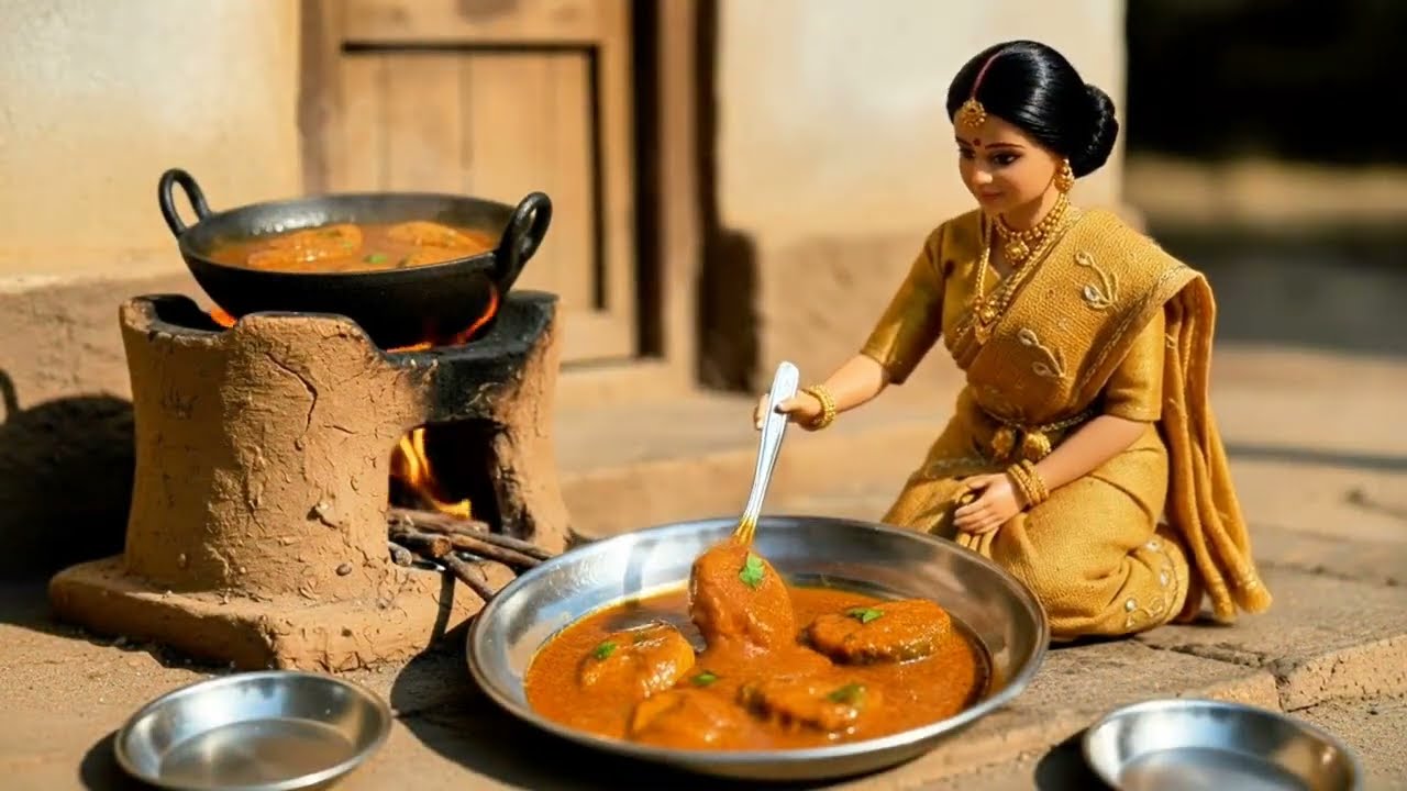 miniature doll cooking Fish Curry and Steamed Rice Cooking ASMR |  #miniaturecooking