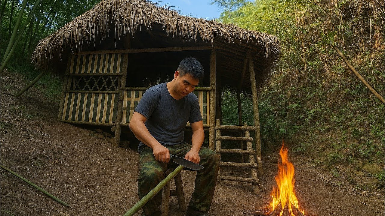 Full video 15 days, guy soldier goes into the forest to build a house, create a new life