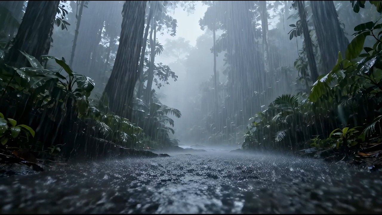 Tropical Rainstorm Ambience 🌧️ Heavy Rain in the Deep Jungle | 8 Hours for Study & Focus