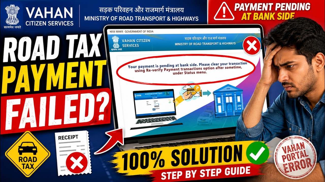 Road Tax Payment Failed on VAHAN Portal? | Payment Pending at Bank Side | Complete Solution