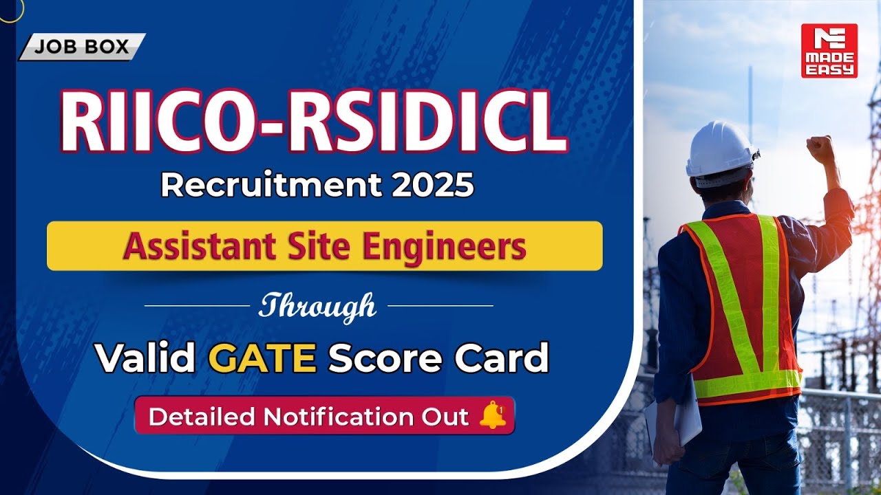 RIICO Assistant Site Engineer Recruitment 2025 | 39 Civil Posts | GATE Score Based Govt Job