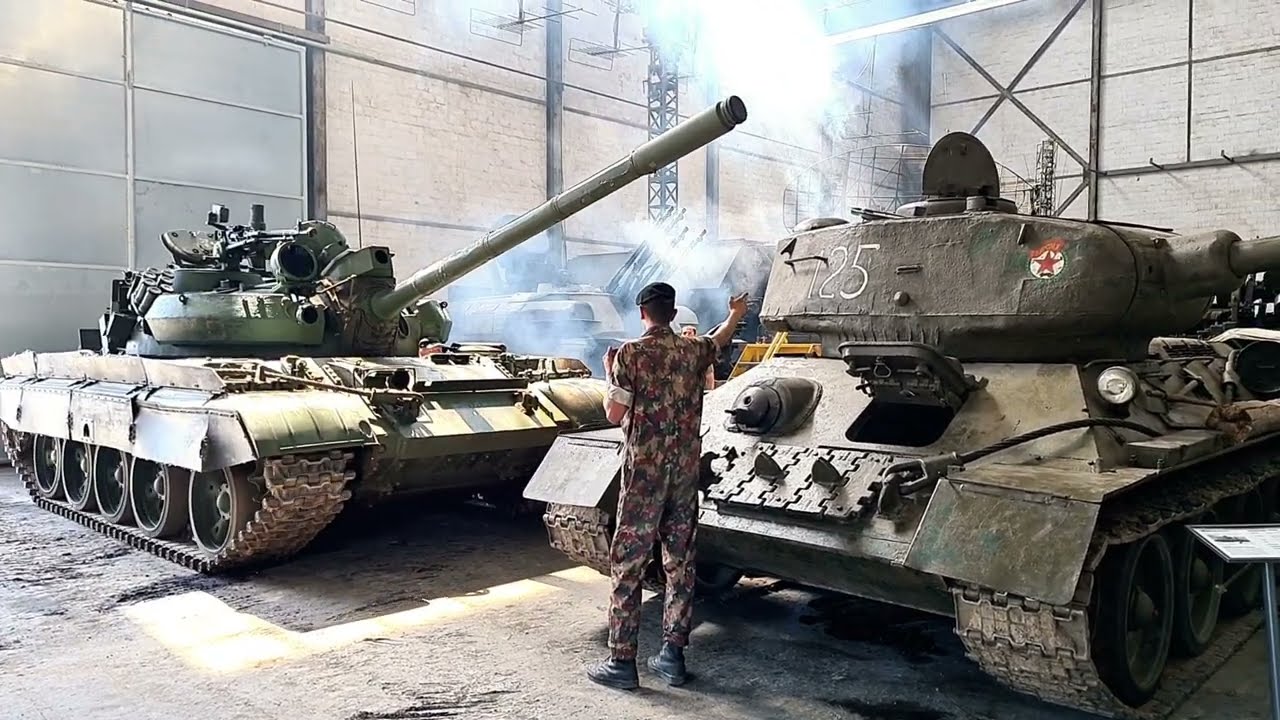 Советский основной боевой танк Т-55 АМ2 в действии - Швейцарский военный музей полностью