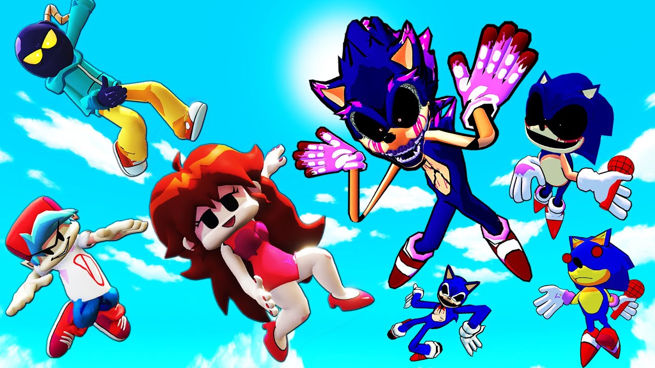 Sonic.exe VS FNF Characters Ragdoll in Garry's mod ep 8 [Sonic.exe, Lord X exe, Boyfriend, Whitty]