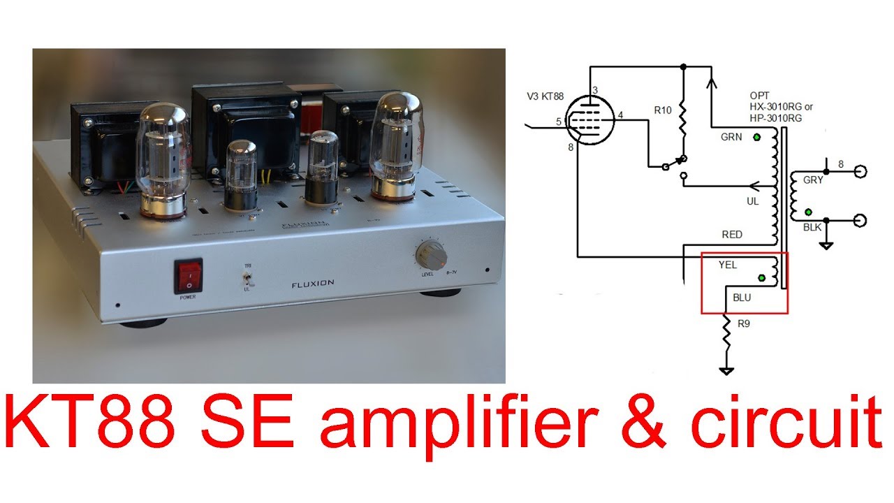 KT88 SE tube amplifier circuit, triode Ultra Linear switchable, 10 W by single ended circuit design