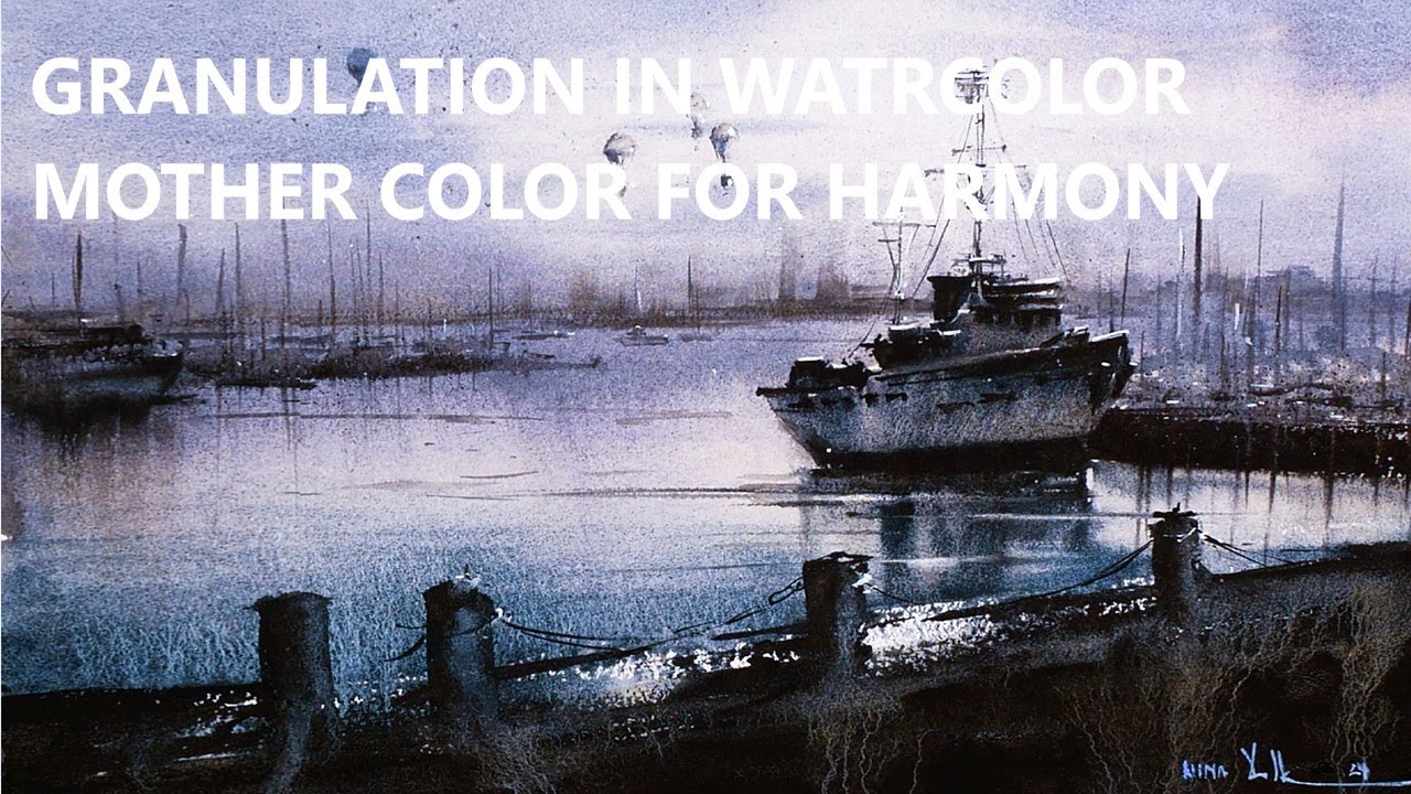 GRANULATING WATERCOLOR Painting Seascape with Boat | Granulation Example by NINA VOLK