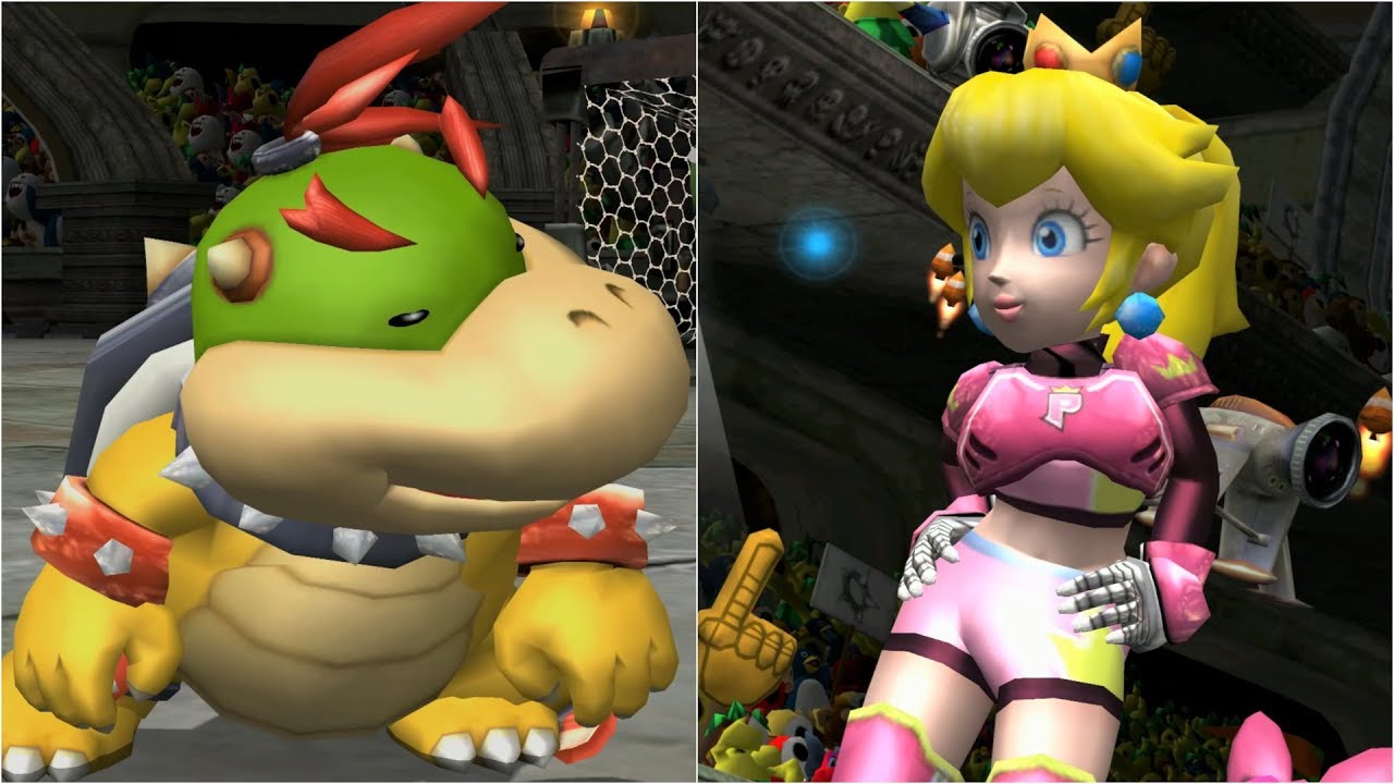 Mario Strikers Charged - Bowser Jr. vs Peach - Wii Gameplay (4K60fps)