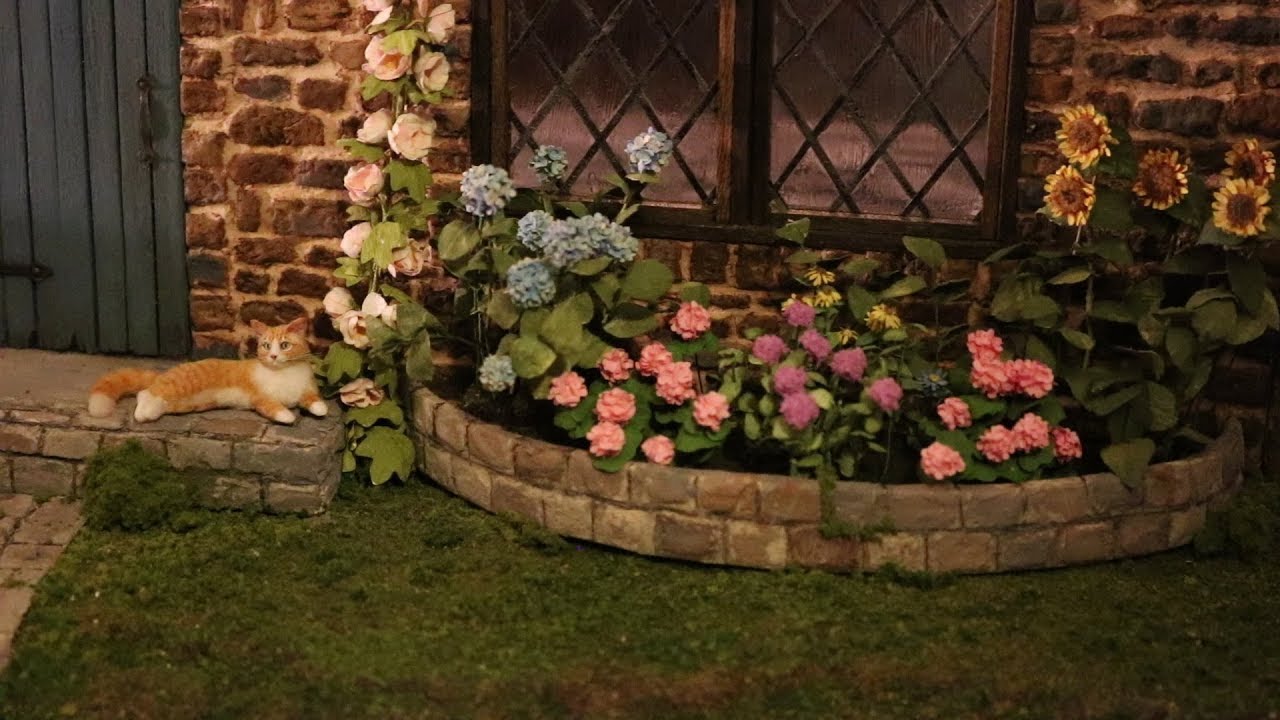 Dollhouse Landscaping Tutorial - How to make a brick flowerbed