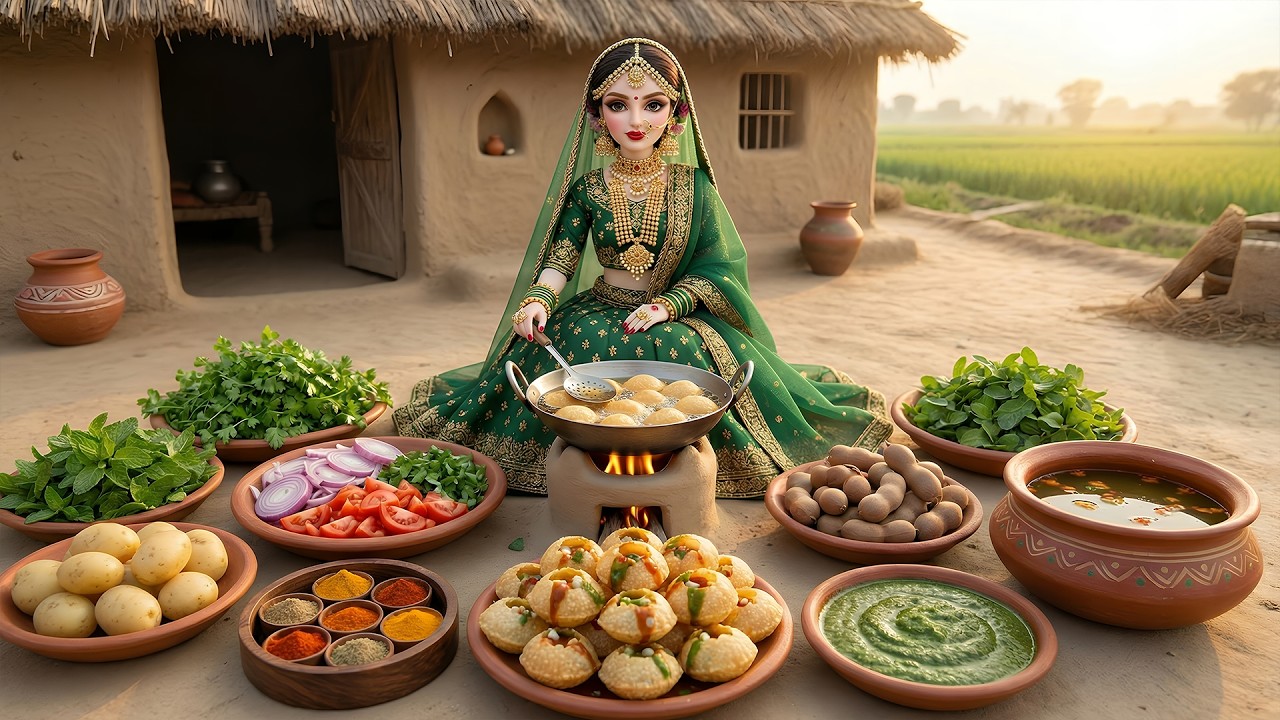 Miniature Doll Makes Pani Puri Pakistan Village Story | Tiny Doll Kitchen