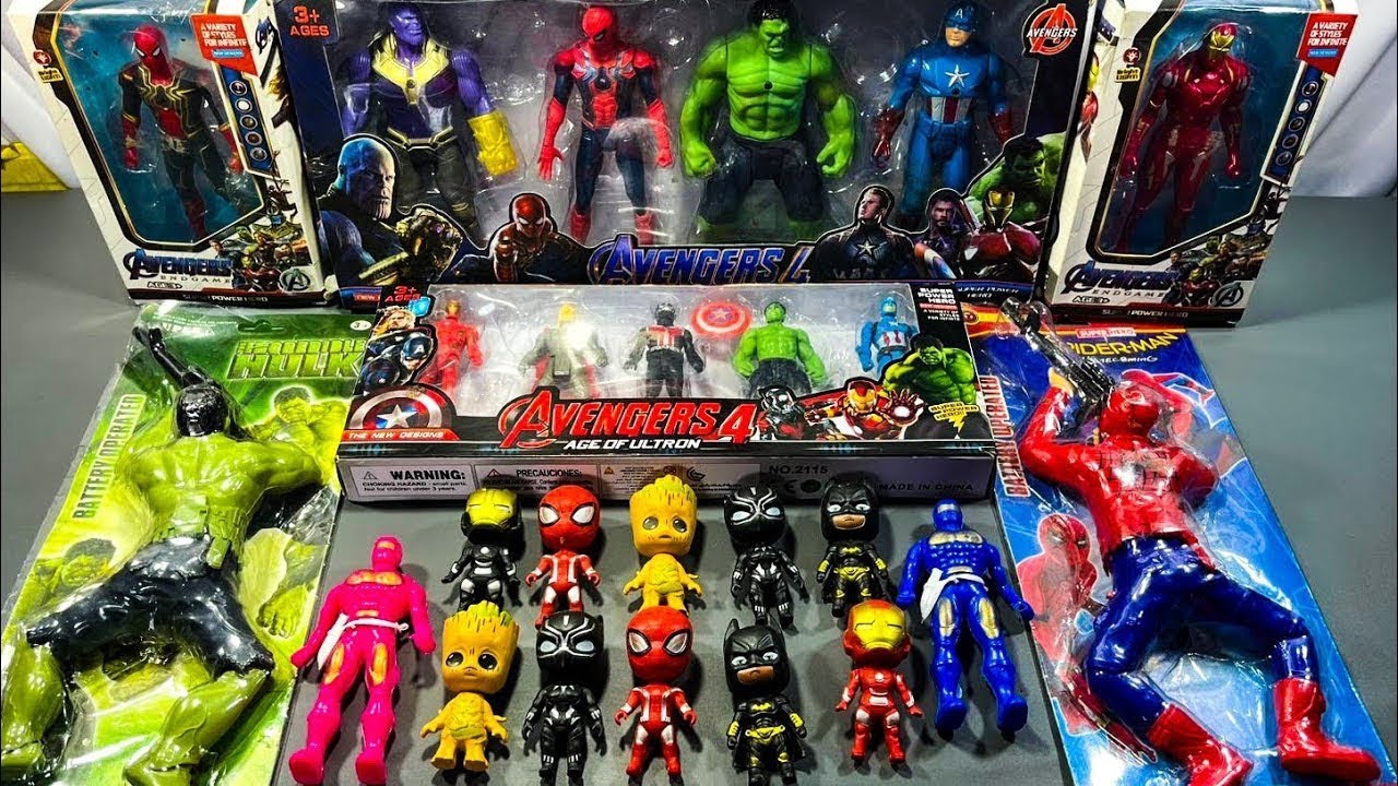 AVANGERS TOYS/Action Figures/Unboxing/Captain Amerika/Spiderman/Hulk/Andman/Thor/Grott/Black Panther