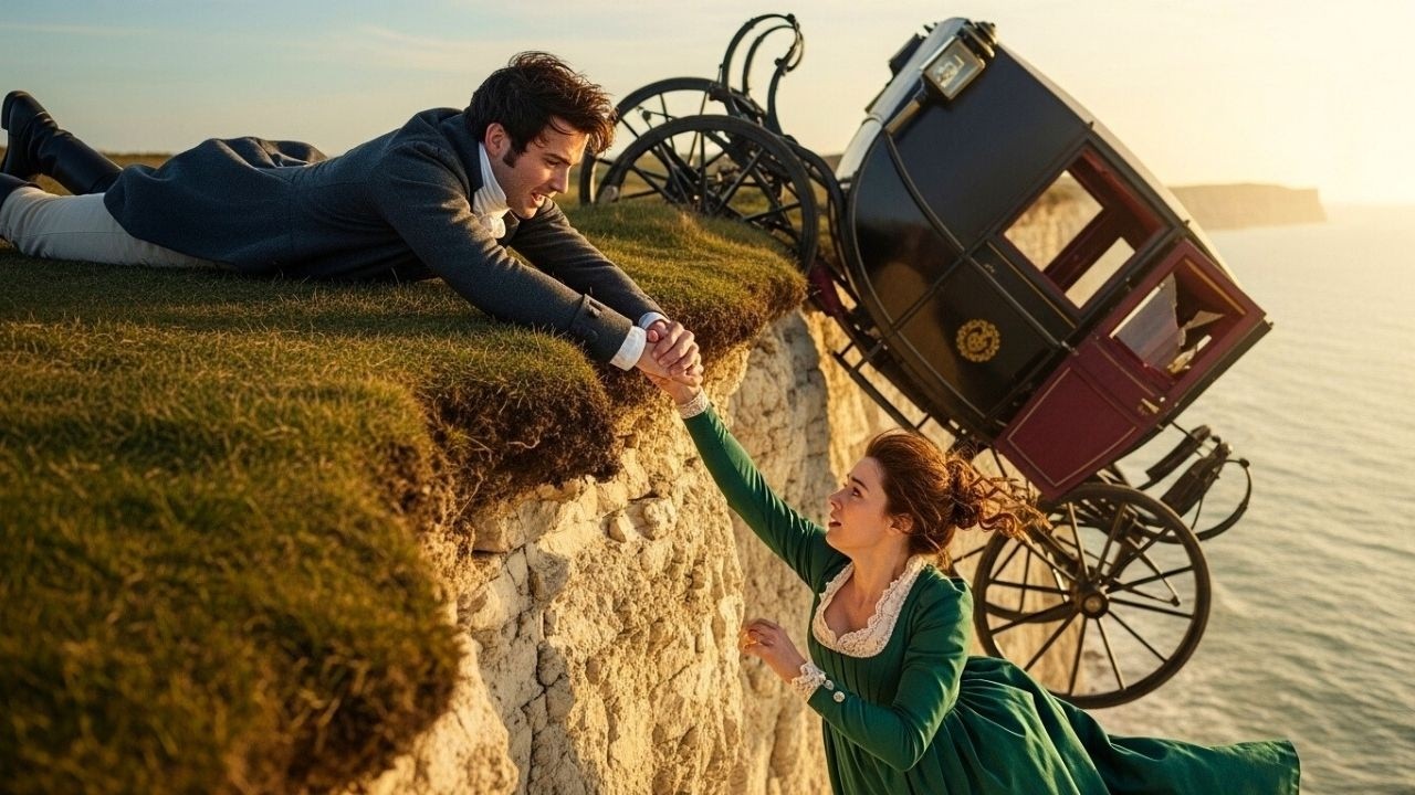 ⚡ THE CARRIAGE FELL OFF THE CLIFF&mdash;THE DUKE GRABBED HER HAND AS SHE DANGLED OVER THE EDGE