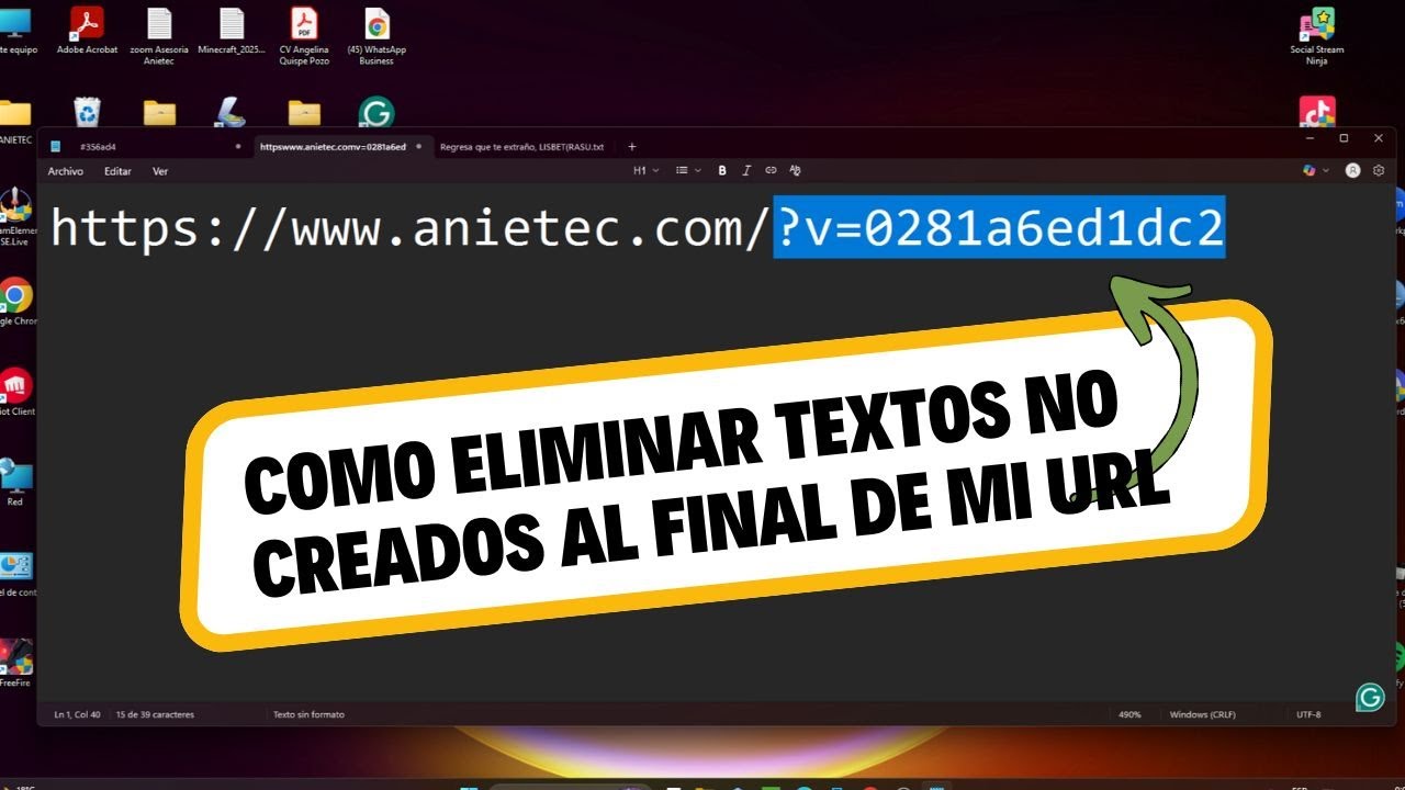 Como Eliminar textos NO creados  al final de mi URL