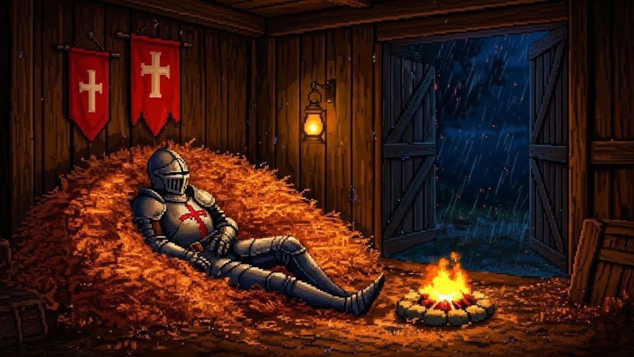 Traveler It's Safe Here.. Cozy Barn Rain & Campfire Ambience for Sleep/Study