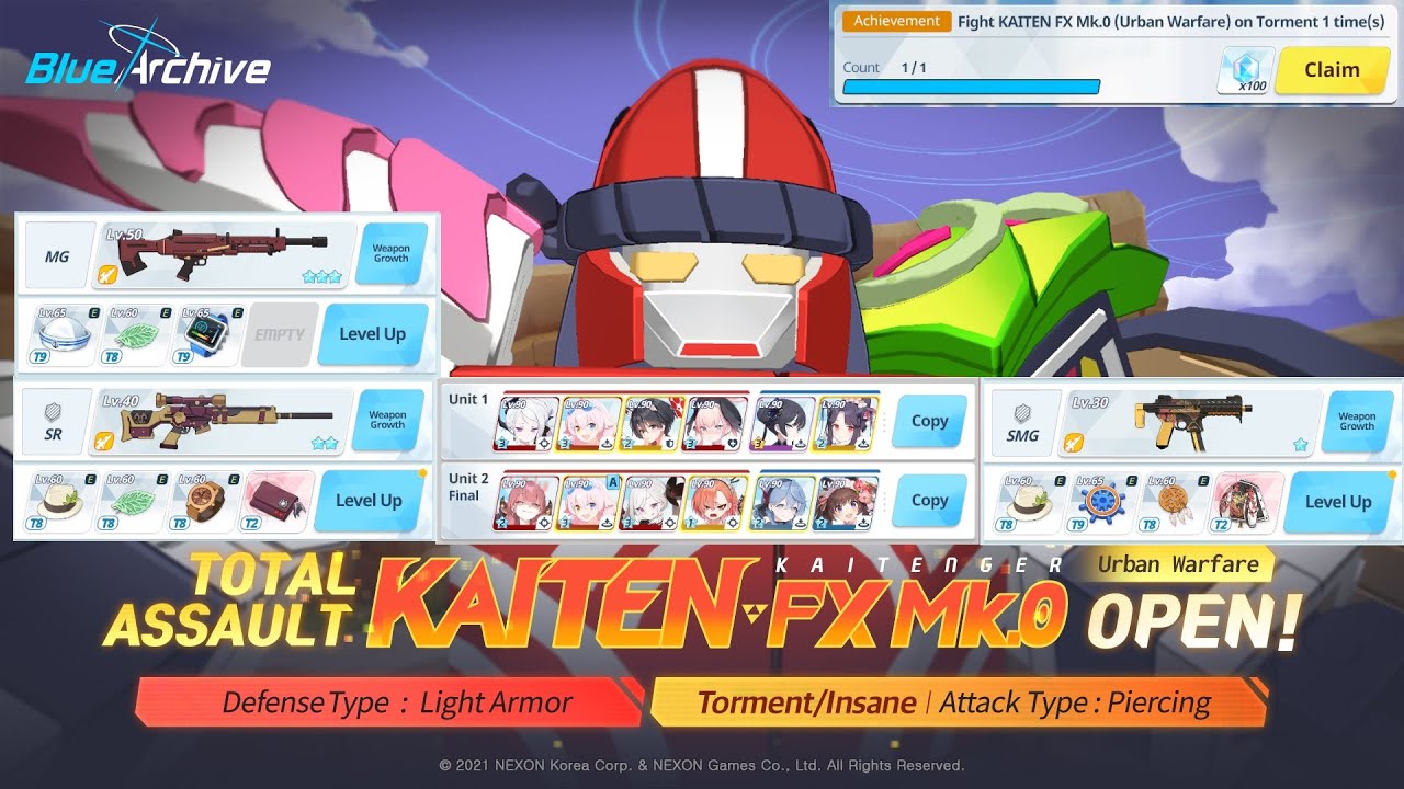 Blue Archive Global EU - Kaiten (Urban) Torment 2team 38,8M some Budget cut Team