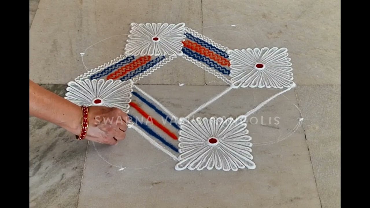 Easy Finger Technique Rangoli for Beginners✨ #rangoli #muggulu #rangolidesigns #kolam #art #trending