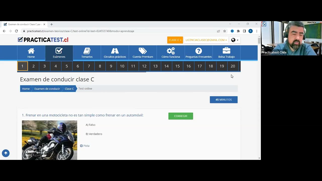 Licencia de conducir clase C - Video Test con profesor en vivo de educacion vial