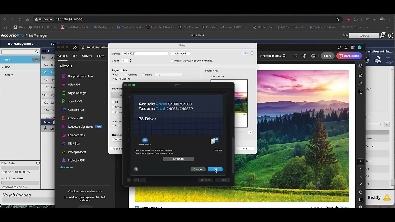 AccurioPro Print Manager and The Touch Screen