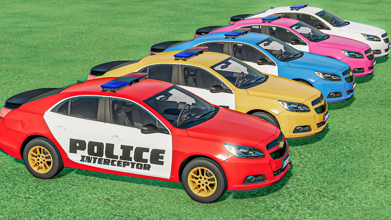 Transport Of Colors - POLICE CARS Mini Tractors to Garage - Farming Simulator 22