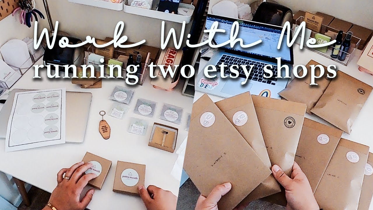 work two etsy shops with me, packing & making orders, relaxing/no talking | studio vlog 46
