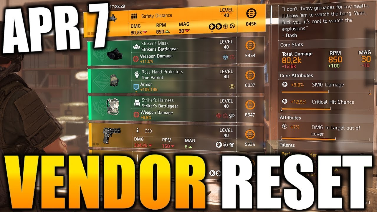The Division 2 - VENDOR RESET | APRIL 7 | GLASS CANNON CHEST & MORE!