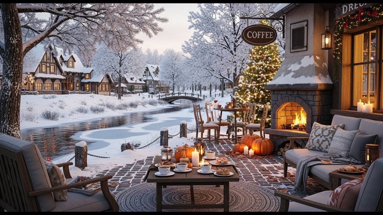 Warm Winter Jazz ❄ Cozy Porch Ambience for Stress Relief and Calm Focus