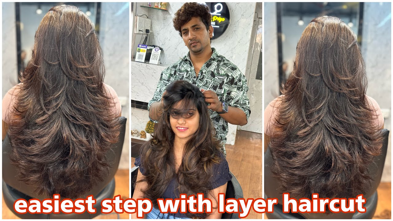 सबसे आसान step with Layer Hair cut कैसे करे/easy way/step by step/for beginners/in 5 min at home DIY