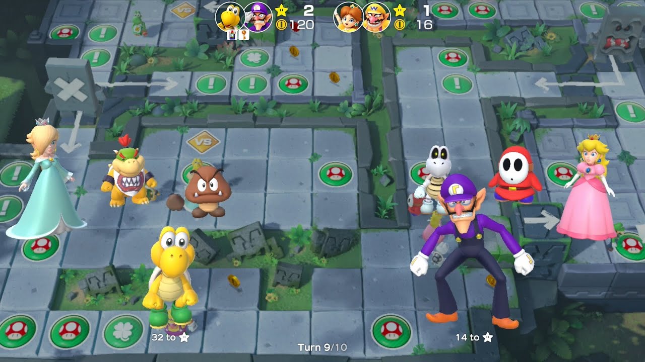 Super Mario Party Partner Party #973 Domino Ruins Koopa Troopa & Waluigi vs Daisy & Wario