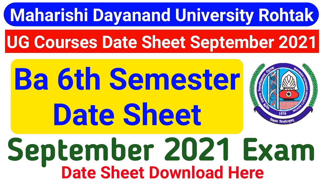 Mdu Ba 6th Semester Date Sheet 2021 || Mdu Ba Date Sheet || Mdu ba sport case date sheet 2021